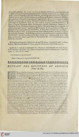 Extrait des registres du conseil