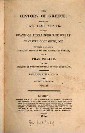 The history of Greece : from the earliest state to the death of Alexander the Great ..., 2