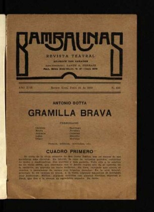 Gramilla brava : [pieza en tres cuadros]
