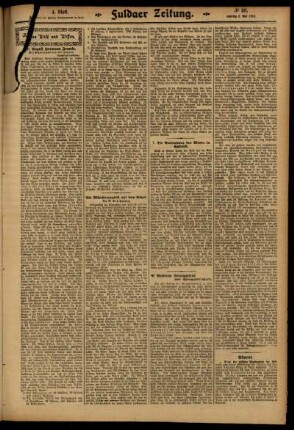 Vierte Ausgabe vom Samstag, den 03. Mai 1913.