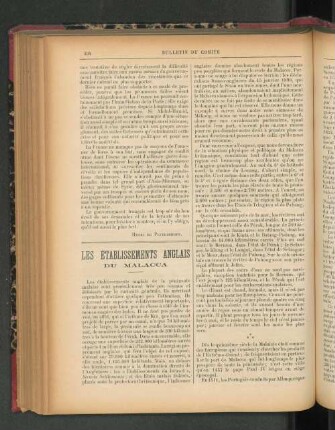 Les Établissements Anglais du Malacca.