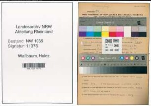 Entnazifizierung Heinz Wallbaum , geb. 20.04.1917 (Laborant)