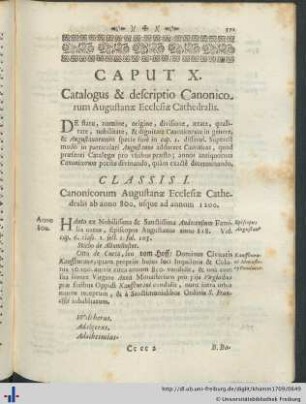 Caput X. Catalogus et descriptio Canonicorum Augustanae Ecclesiae Cathedralis.