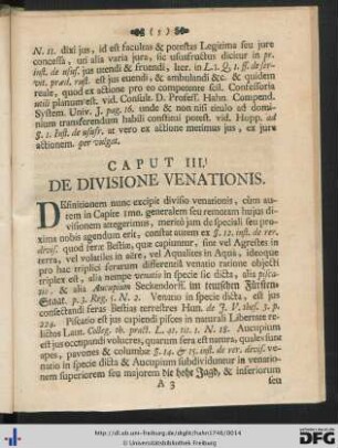 Caput III. De Divisione Venationis.