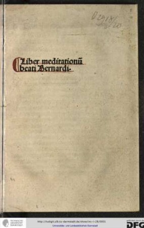 Liber meditationum beati Bernardi.