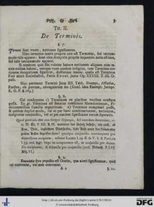 Tit. II. De Terminis.