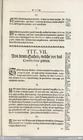 Tit. VII. Von denen Sachen, welche vor das Consistorium gehören