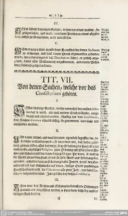 Tit. VII. Von denen Sachen, welche vor das Consistorium gehören