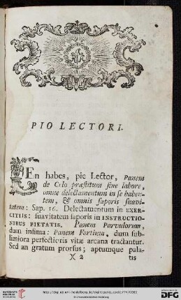 Pio lectori