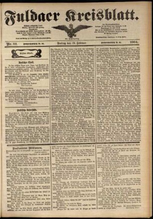 Erste Ausgabe vom Freitag, den 19. Februar 1904.