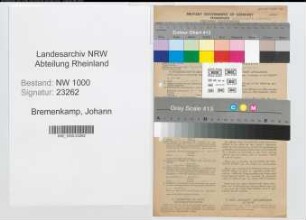 Entnazifizierung Johann Bremenkamp, geb. 10.08.1897 (Betriebsmeister)