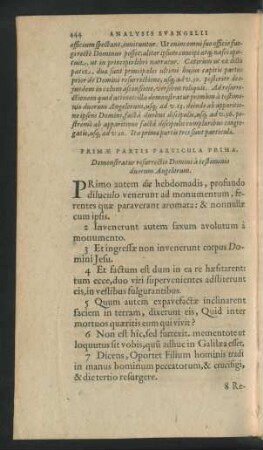 Primae Partis Particula Prima. Demonstratur resurrectio Domini a testimonio duorum Angelorum.