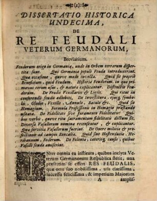 Diss. hist. undecima de re feudali veterum Germanorum