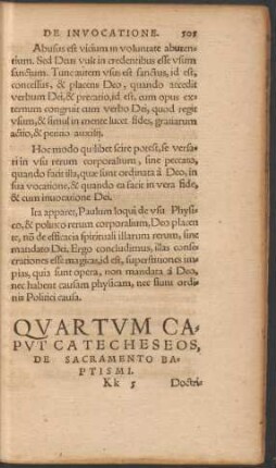 Quartum Caput Catecheseos, De Sacramento Baptismi.