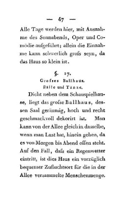 §. 17. Grosses Ballhaus. Bälle und Tänze.