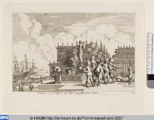 Pallazz mit Statuen an dem See=haffen beij Genoa