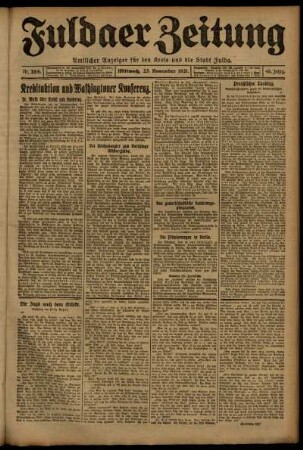 Erste Ausgabe vom Mittwoch, den 23. November 1921.