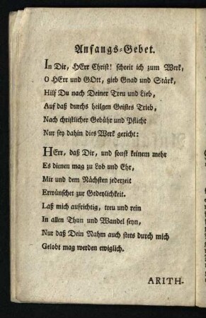 Anfangs-Gebet