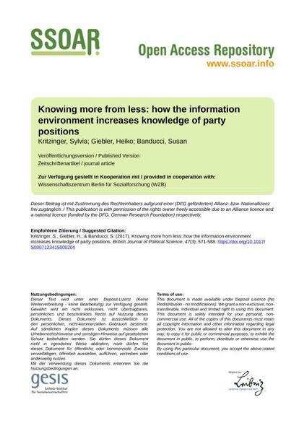 Knowing more from less: how the information environment increases knowledge of party positions