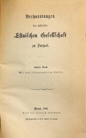 Verhandlungen der Gelehrten Estnischen Gesellschaft. 10. 1881