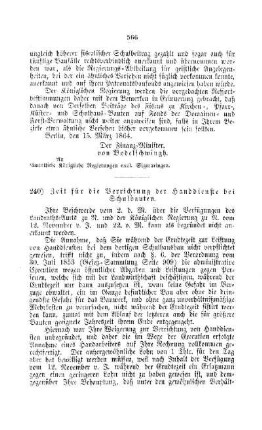 Zeit für die Verrichtung der Handdienste bei Schulbauten : [V. Elementarschulwesen]