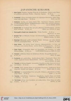 Japanische Keramik (Nr. 1-22)