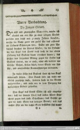 Vierte Beobachtung. Die Zangen Geburt