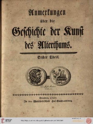 Anmerkungen über die Geschichte der Kunst des Alterthums
