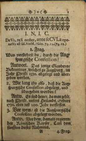 Augspurgischer Confessions-Jubel-Catechismus das ist, zweyhundert Fragen und Antworten, zur Augspurgischen Confession, und dem instehenden zweyhundert-Jährigen Gedächtnus derselben, gehörig, also wohlmeinend verabfasset auf das Jahr 1730