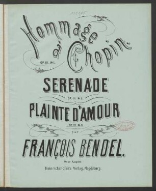 Plainte d'amour : morceau instructif pour le pinao ; op. 111. No. 3