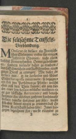 Die seltsahme Teuffels - Verblendung. [u. a.]