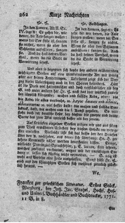 Franken zur griechischen Litteratur.