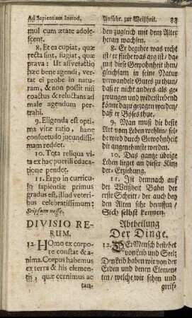 Divisio rerum. = Abtheilung Der Dinge.