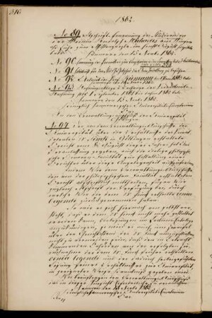 Beurlaubung des Professors Riemann von November 1862 bis Ostern 1863.