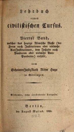 Lehrbuch des heutigen römischen Rechts