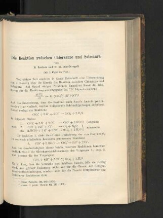 Die Reaktion zwischen Chlorsäure und Salzsäure