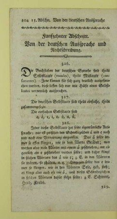Funfzehnter Abschnitt. Von der deutschen Aussprache und Rechtschreibung