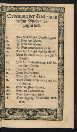 Ordenung der Titel ...