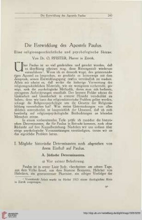 6: Die Entwicklung des Apostels Paulus : eine religionsgeschichtliche und psychologische Skizze