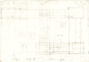 Gärtner, Friedrich von; München, Königsplatz; Staatsbibliothek und Ausstellungsgebäude, Vorprojekt - Staatsbibliothek (Grundriss)