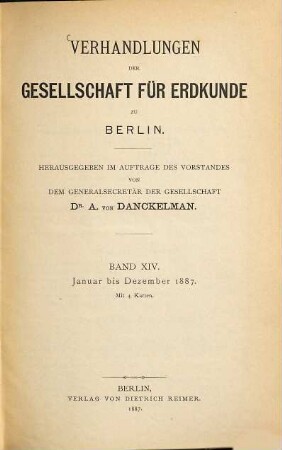 Verhandlungen. 14. 1887, Jan. - Dez.