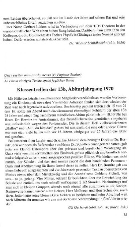Klassentreffen der 13b, Abiturjahrgang 1970