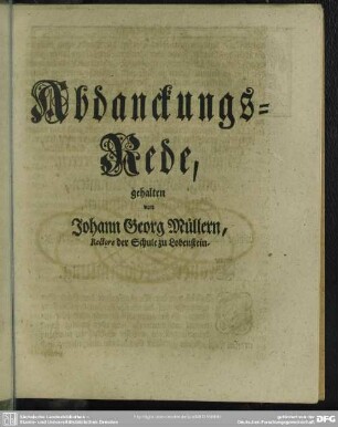 Abdanckungs-Rede