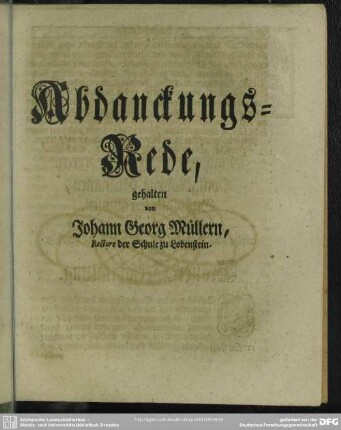 Abdanckungs-Rede
