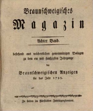 Braunschweigisches Magazin. 8. 1795