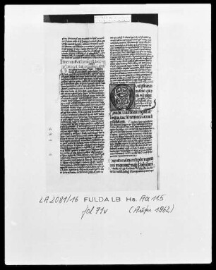 Petrus Lombardus, Commentarius in Psalmos — Initiale Q, Folio 71verso