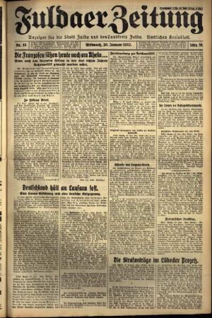 Erste Ausgabe vom Mittwoch, den 20. Januar 1932.