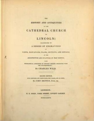 The history and antiquity of the Cathedral Church of Lincoln ... b. Britton