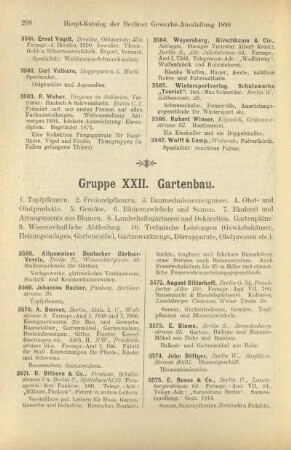 Gruppe XXII. Gartenbau