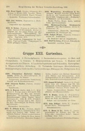 Gruppe XXII. Gartenbau